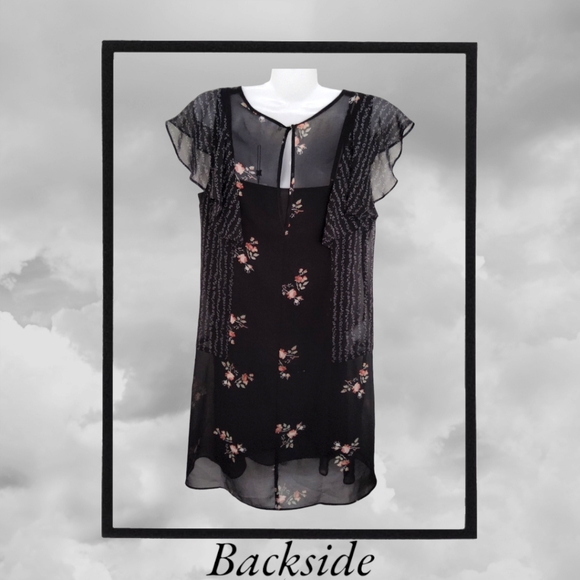 BCBGENERATION!! Popular 2pc Ensemble Black Floral Midi Dress!! A Just-Jen Fav!💖 - Picture 4 of 11